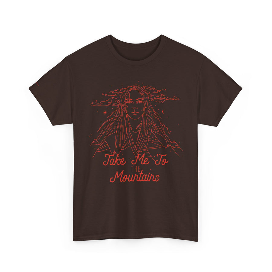 Unisex Heavy Cotton Tee - 'Take Me To Mountains' Adventure Shirt, Outdoor Lover Tee, Nature Vibes T-Shirt, Travel Gift Idea, Hiking Apparel