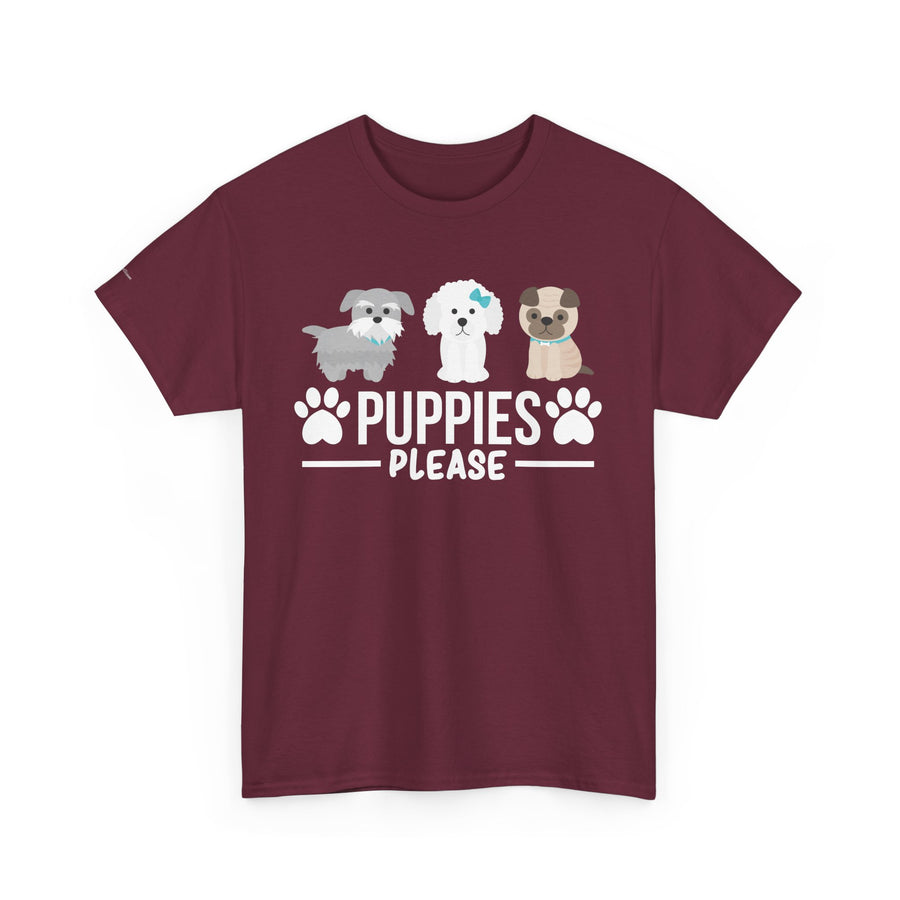 Puppies Please Unisex Heavy Cotton Tee, Cute Dog Lover T-Shirt, Pet Adoption Awareness Shirt, Gift for Dog Lovers, Fun Everyday Wear