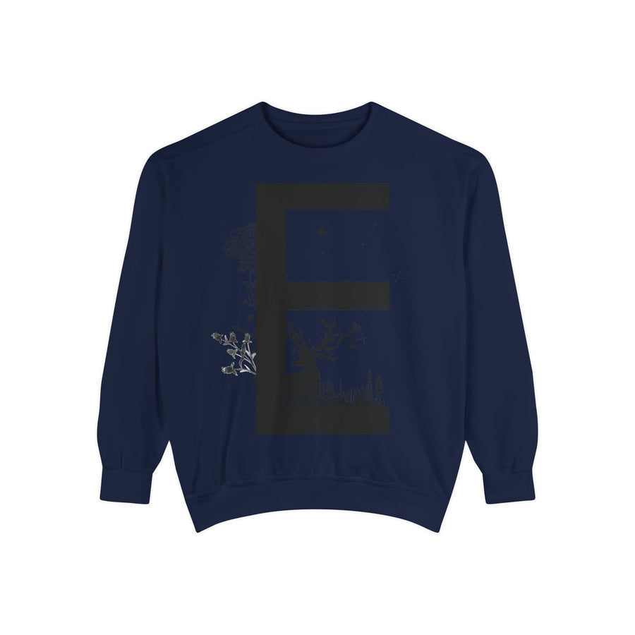 Nature-Inspired Unisex Sweatshirt with Bold Letter Design, Cozy Gift, Eco-Friendly Apparel, Perfect for Casual Wear, Letter E Sweatshirt