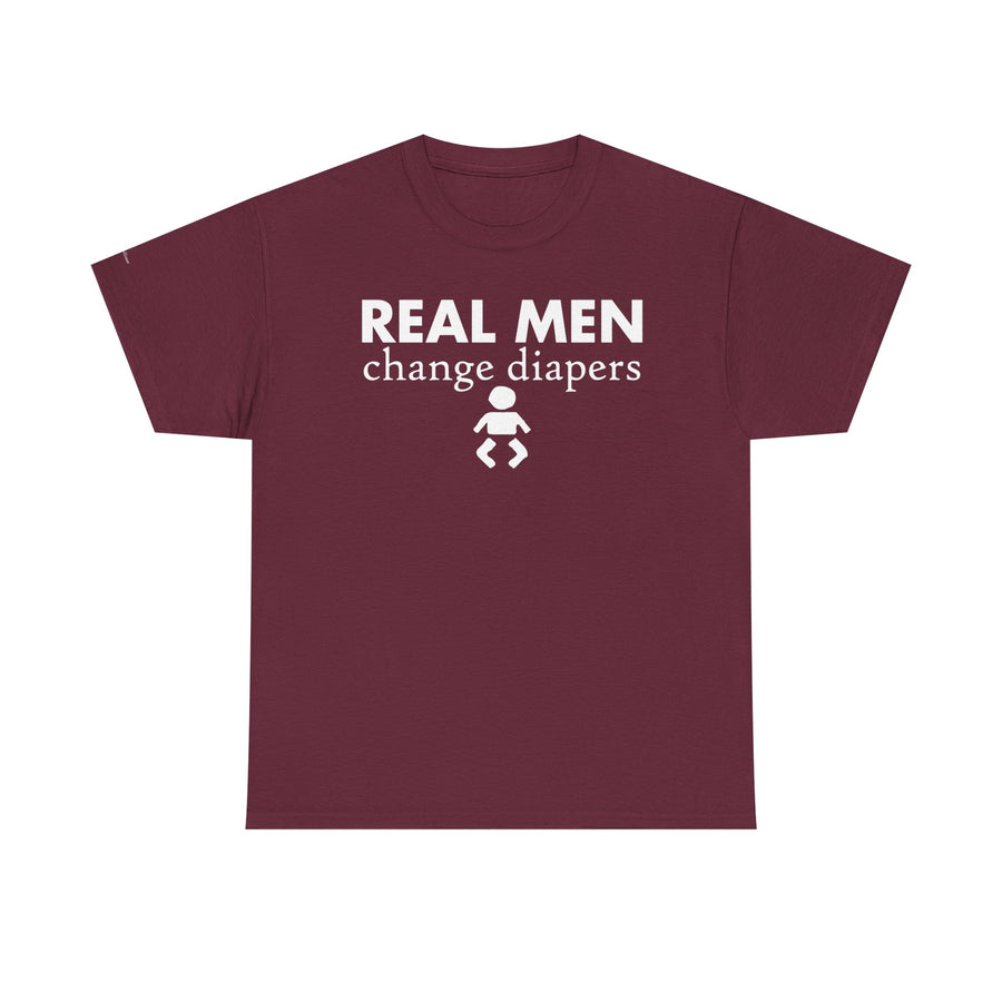 Real Men Change Diapers Unisex Heavy Cotton Tee, Funny Dad Shirt, Baby Shower Gift, Parenting Humor Tee, Father's Day Apparel