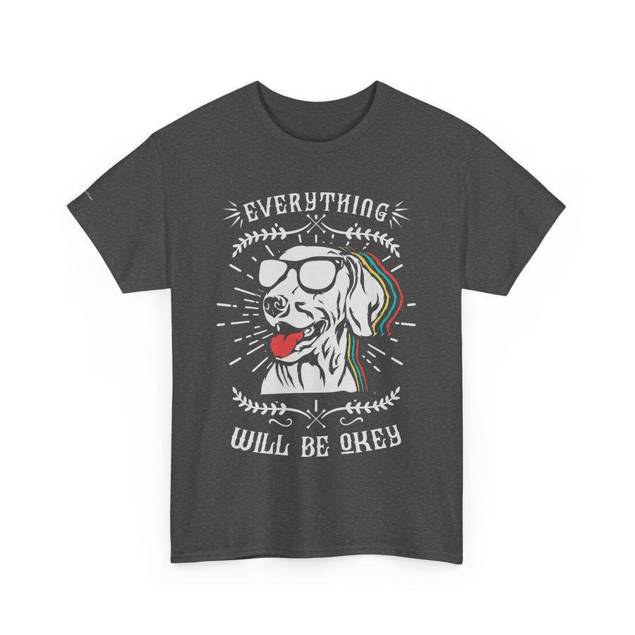 Unisex Heavy Cotton Tee with Positive Dog Graphic, Chill Vibes, Gift for Dog Lovers, Everyday Wear, Motivational Shirt, Casual Tee