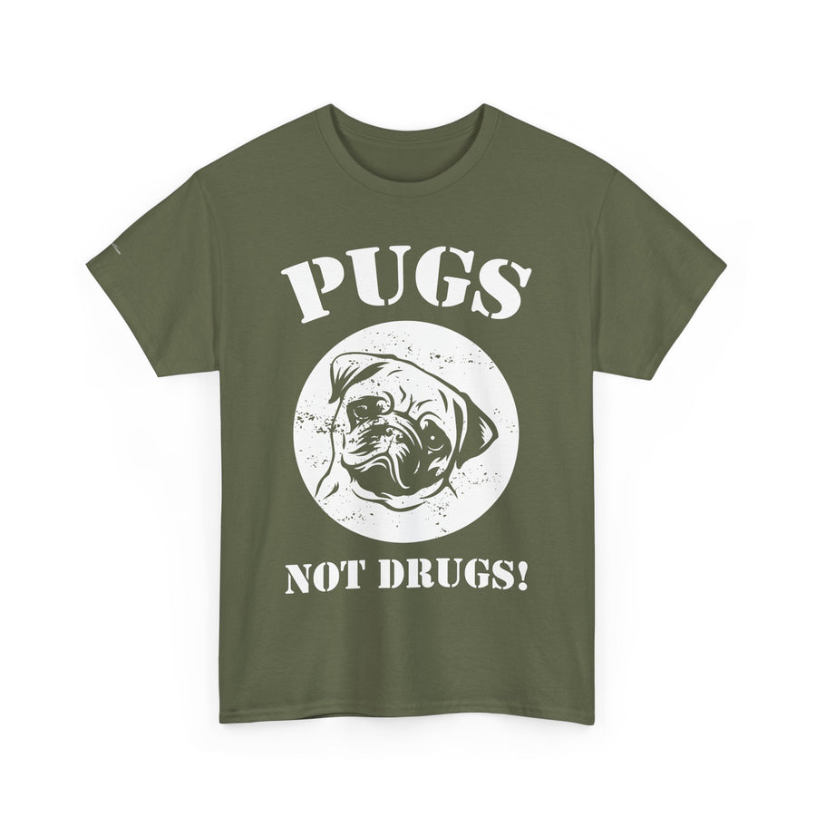 Pugs Not Drugs Unisex Heavy Cotton Tee | Funny Dog Lovers T-Shirt, Gift for Pet Owners, Casual Wear, Dog-Themed Apparel, Pug Enthusiast Top