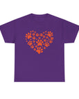 Pet Lover's Heart Tee - Unisex Heavy Cotton Shirt, Animal Lover Gift, Dog Cat Lovers Top, Casual Wear, Heart Paw Prints