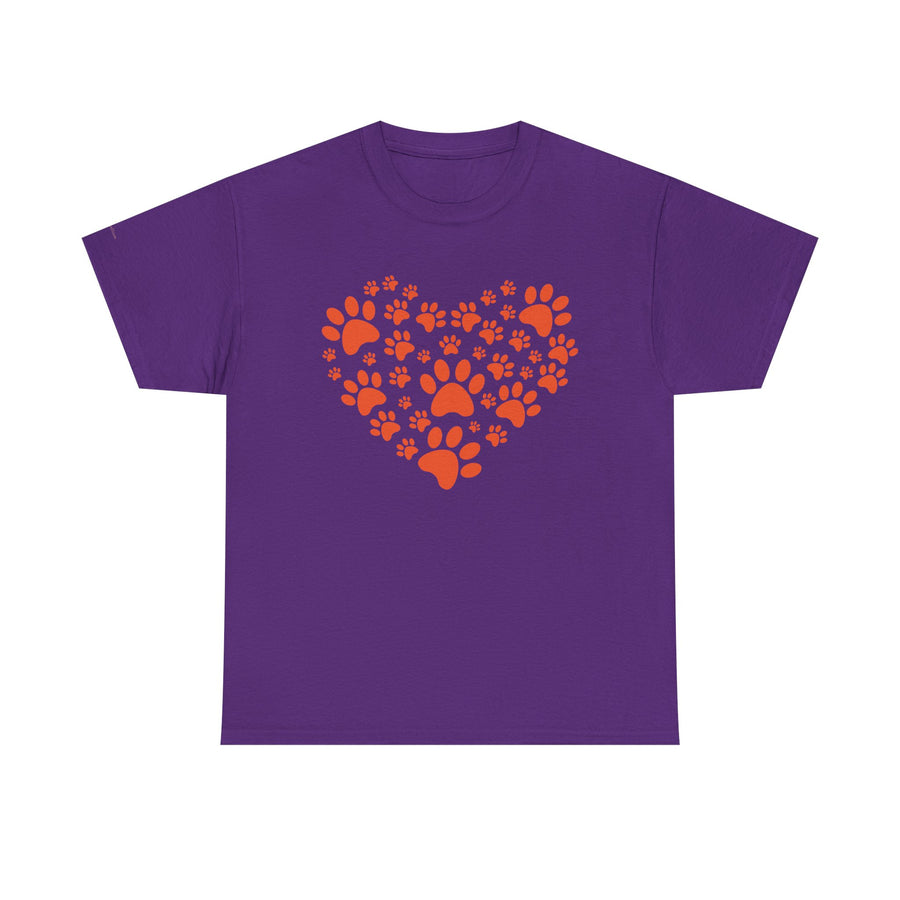 Pet Lover's Heart Tee - Unisex Heavy Cotton Shirt, Animal Lover Gift, Dog Cat Lovers Top, Casual Wear, Heart Paw Prints