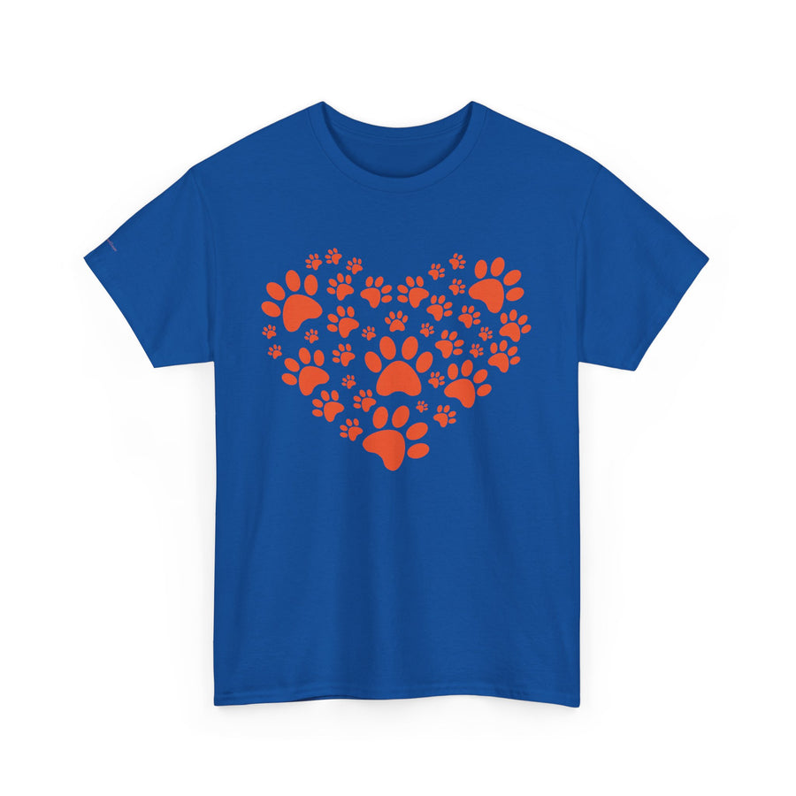 Pet Lover's Heart Tee - Unisex Heavy Cotton Shirt, Animal Lover Gift, Dog Cat Lovers Top, Casual Wear, Heart Paw Prints