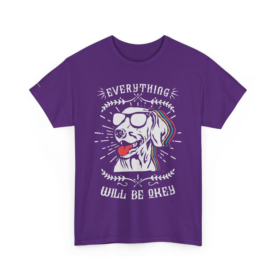 Unisex Heavy Cotton Tee with Positive Dog Graphic, Chill Vibes, Gift for Dog Lovers, Everyday Wear, Motivational Shirt, Casual Tee
