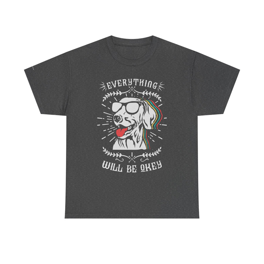 Unisex Heavy Cotton Tee with Positive Dog Graphic, Chill Vibes, Gift for Dog Lovers, Everyday Wear, Motivational Shirt, Casual Tee