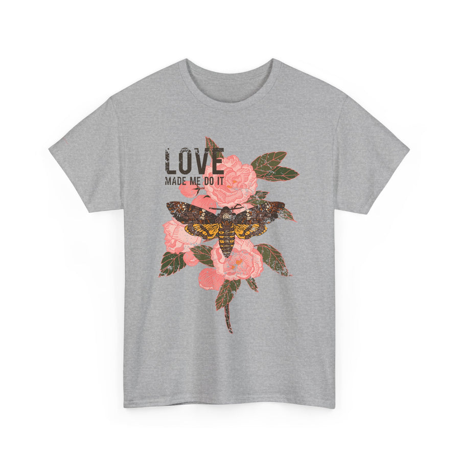 Unisex Heavy Cotton Tee, Floral Love Shirt, Casual Graphic Tee, Gift for Her, Summer Top, Trendy Apparel