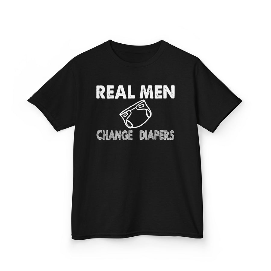Kids Tee Real Men Change Diapers Fatherhood Graphic Shirt