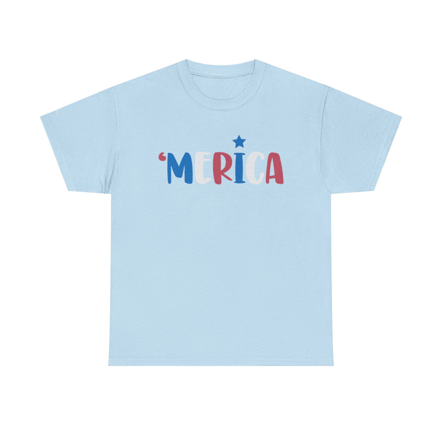 'Merica Unisex Heavy Cotton Tee - Patriotic Shirt for Independence Day, BBQs, Casual Wear, Gifts