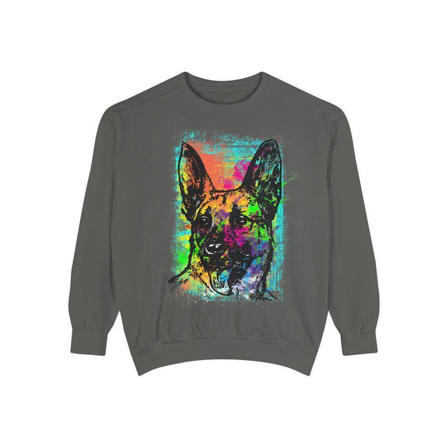 Vibrant Dog Art Sweatshirt, Animal Lover Gift, Cozy Casual Wear, Unisex Fashion, Colorful Pet Sweatshirt, Perfect for Dog Owners