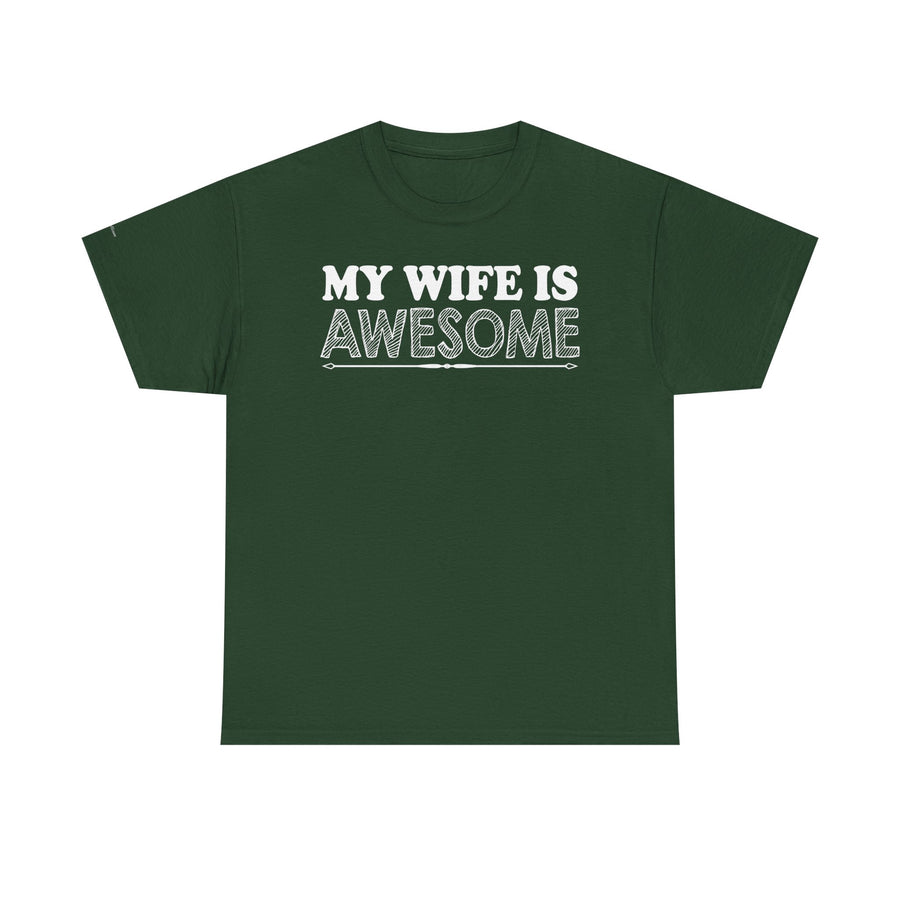Unisex Heavy Cotton Tee - 'My Wife is Awesome' Fun Casual Shirt, Gift for Wives, Everyday Wear, Birthday Present, Anniversary Tee