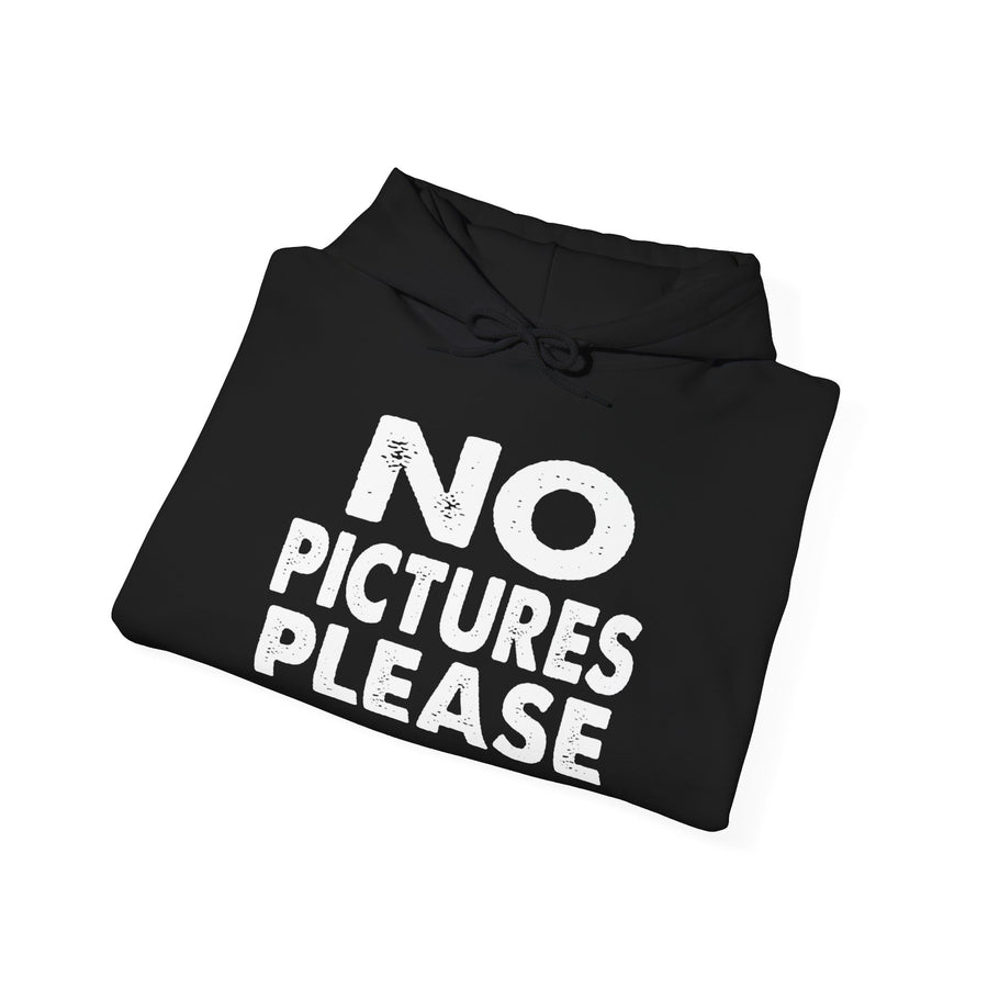 NO PICTURES PLEASE Hoodie Sweatshirt - Vintage Distressed Block Letter Design