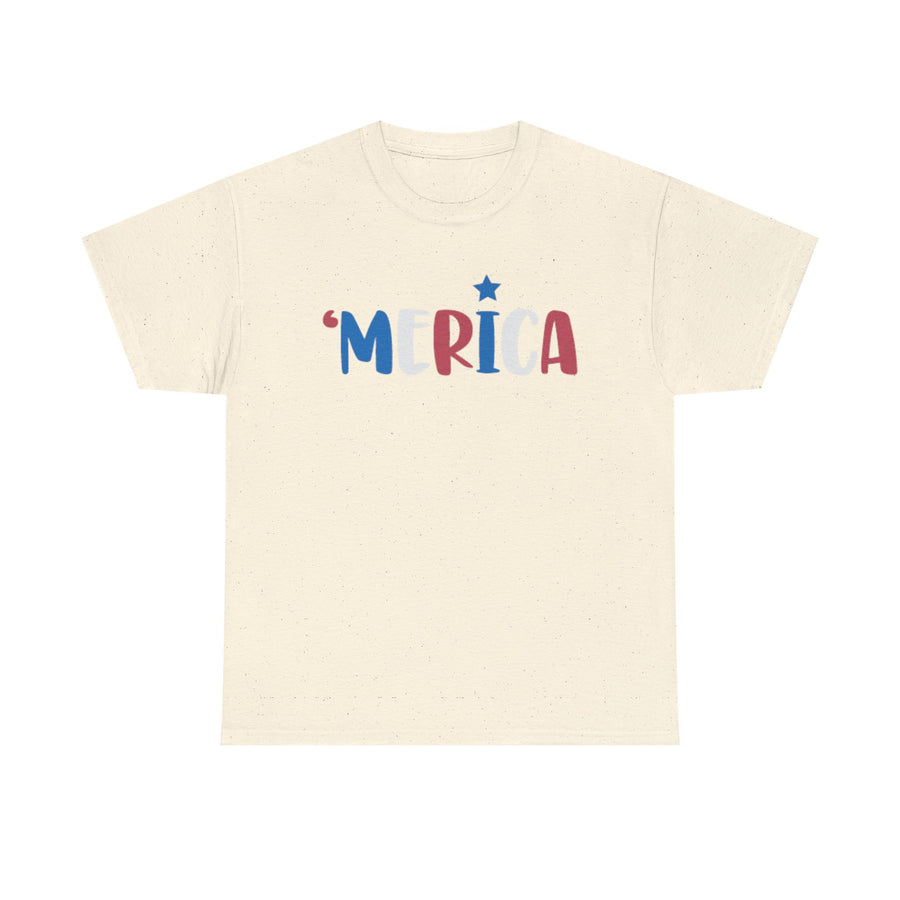 'Merica Unisex Heavy Cotton Tee - Patriotic Shirt for Independence Day, BBQs, Casual Wear, Gifts