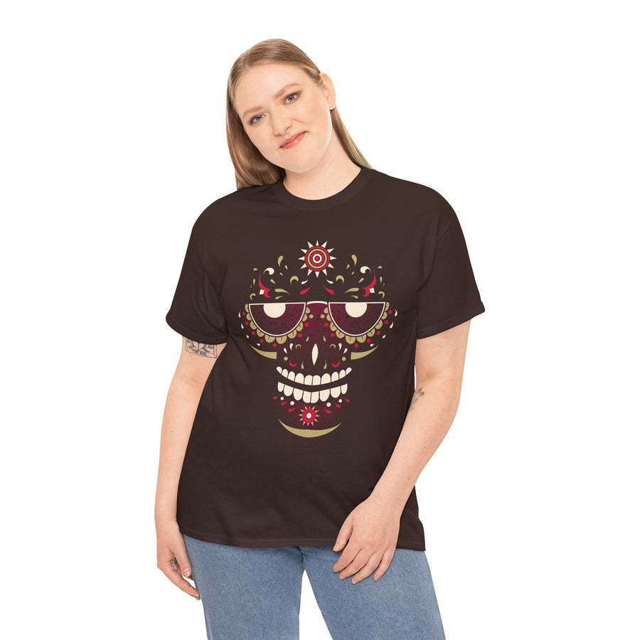 Sugar Skull Graphic Tee, Unisex T-Shirt for Day of the Dead, Halloween, Festive Casual Wear, Unique Gift Idea