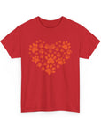 Pet Lover's Heart Tee - Unisex Heavy Cotton Shirt, Animal Lover Gift, Dog Cat Lovers Top, Casual Wear, Heart Paw Prints