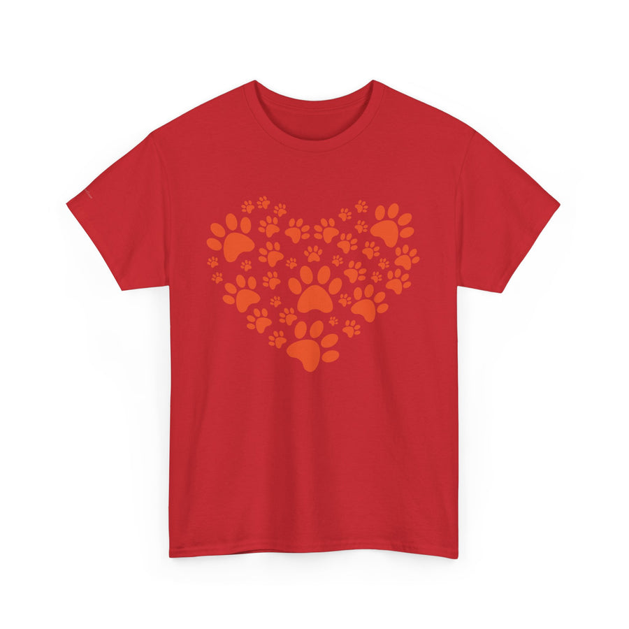 Pet Lover's Heart Tee - Unisex Heavy Cotton Shirt, Animal Lover Gift, Dog Cat Lovers Top, Casual Wear, Heart Paw Prints