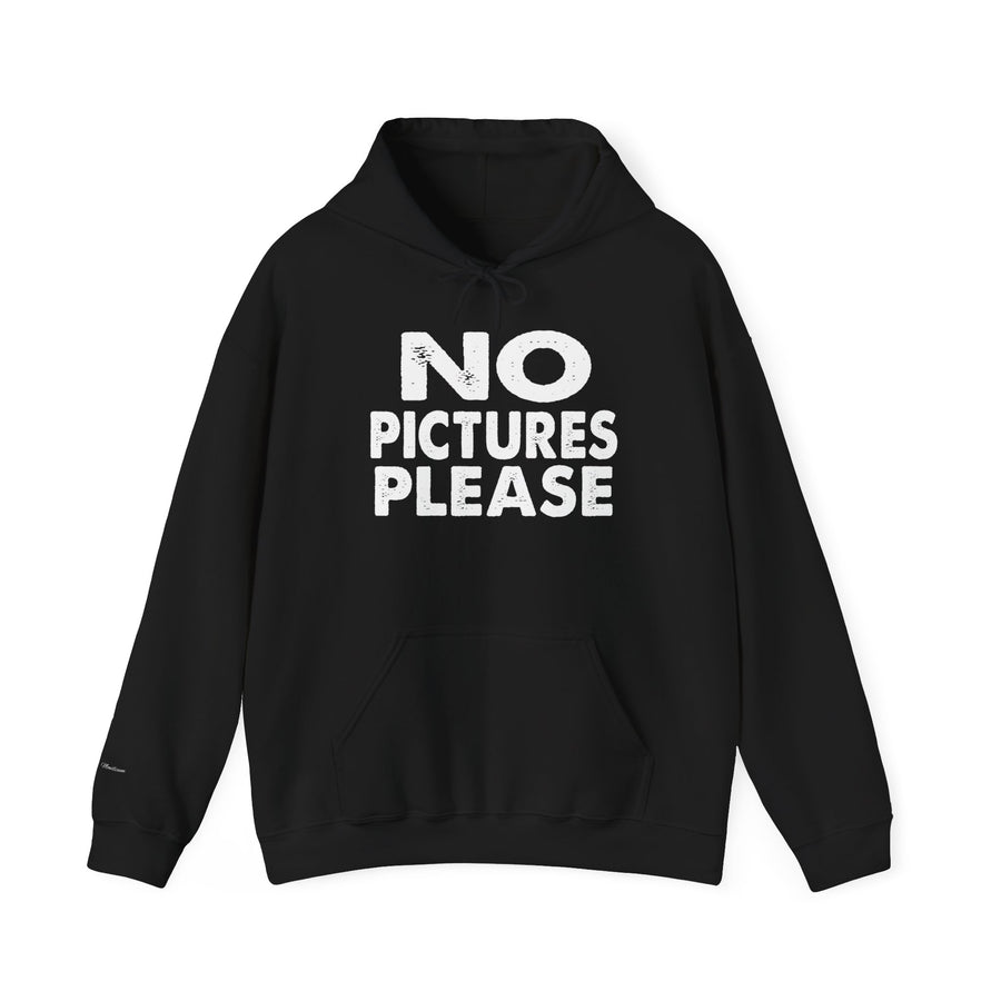 NO PICTURES PLEASE Hoodie Sweatshirt - Vintage Distressed Block Letter Design