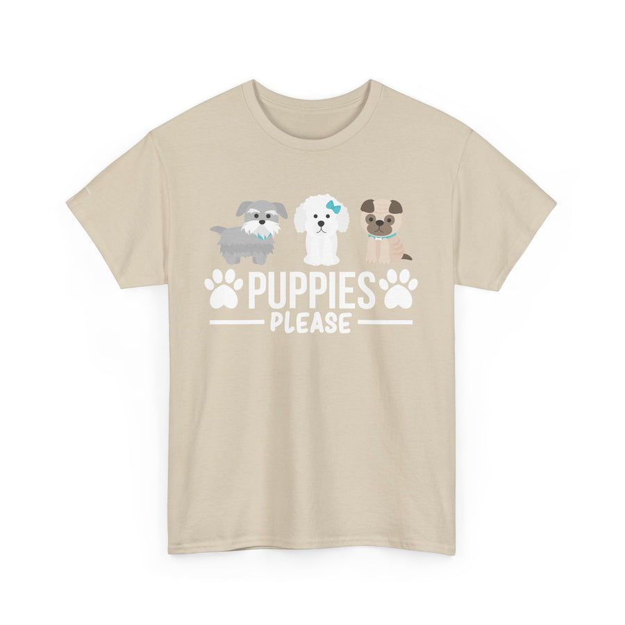 Puppies Please Unisex Heavy Cotton Tee, Cute Dog Lover T-Shirt, Pet Adoption Awareness Shirt, Gift for Dog Lovers, Fun Everyday Wear