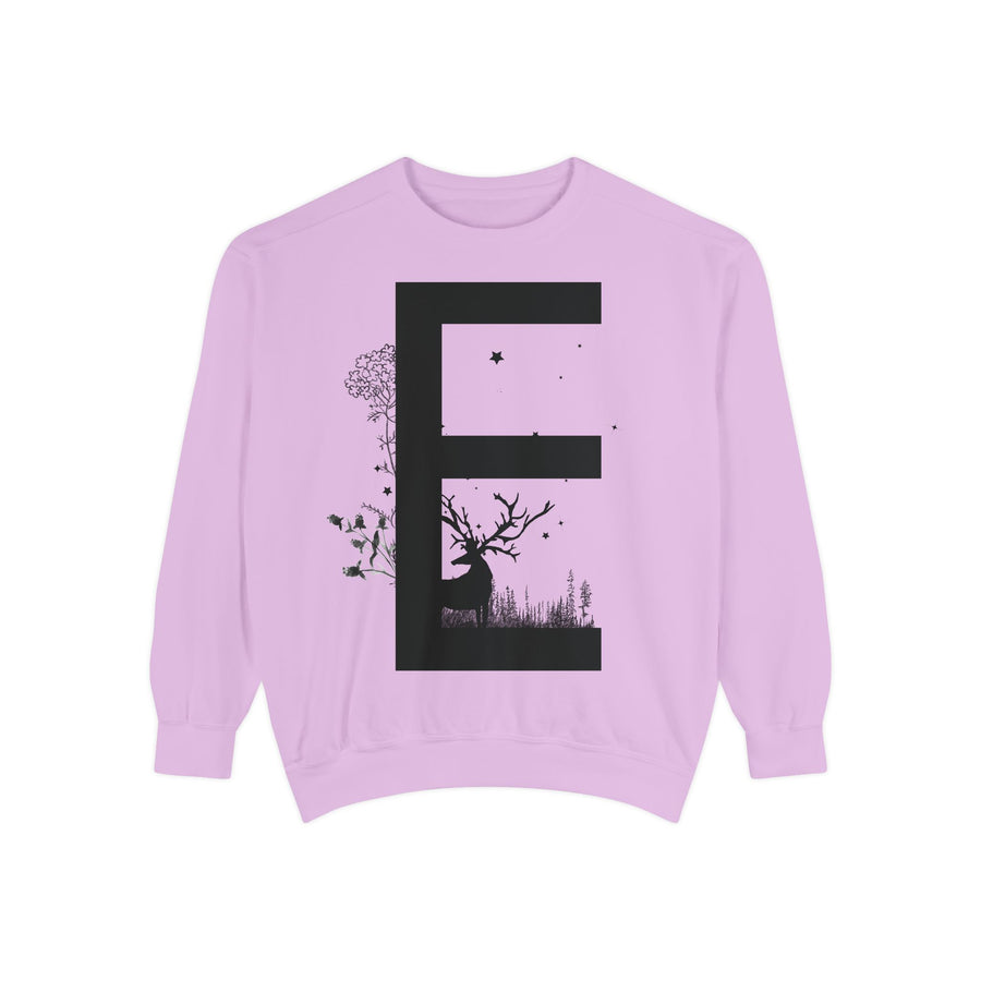 Nature-Inspired Unisex Sweatshirt with Bold Letter Design, Cozy Gift, Eco-Friendly Apparel, Perfect for Casual Wear, Letter E Sweatshirt
