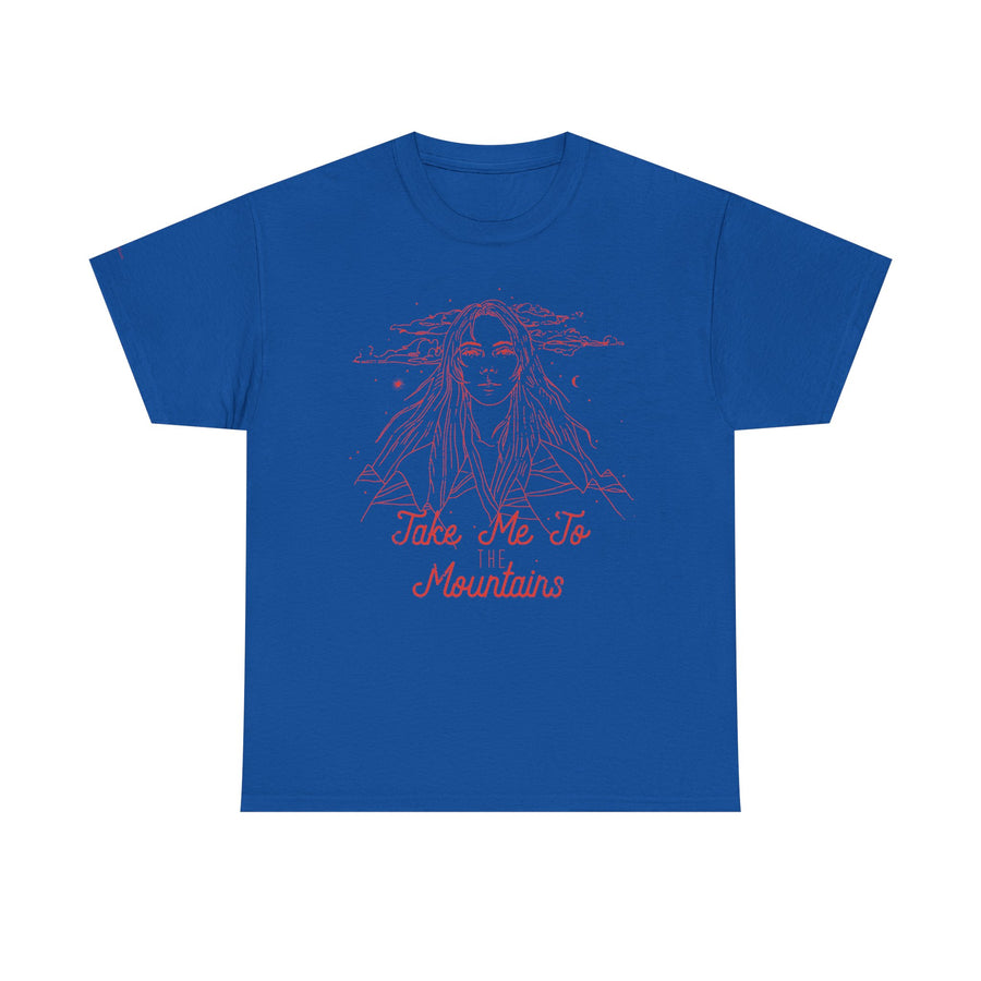 Unisex Heavy Cotton Tee - 'Take Me To Mountains' Adventure Shirt, Outdoor Lover Tee, Nature Vibes T-Shirt, Travel Gift Idea, Hiking Apparel