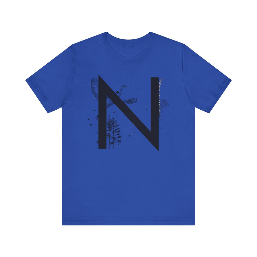 Nature-Inspired Initial Tee, Unisex T-Shirt for Nature Lovers, Personalized Gift, Graphic Tee for Casual Wear, Eco-Friendly Apparel