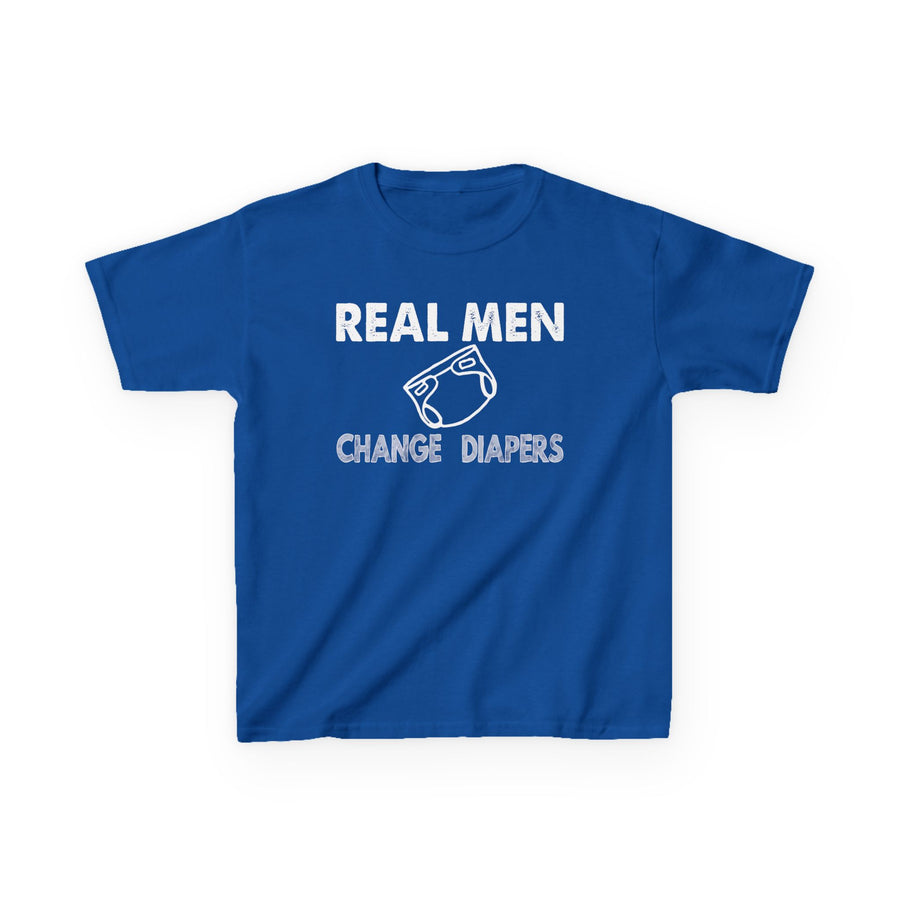 Kids Tee Real Men Change Diapers Fatherhood Graphic Shirt