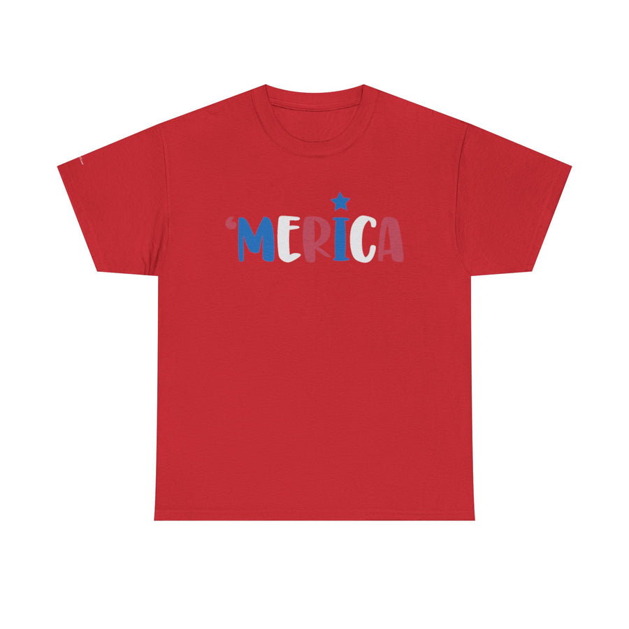 'Merica Unisex Heavy Cotton Tee - Patriotic Shirt for Independence Day, BBQs, Casual Wear, Gifts