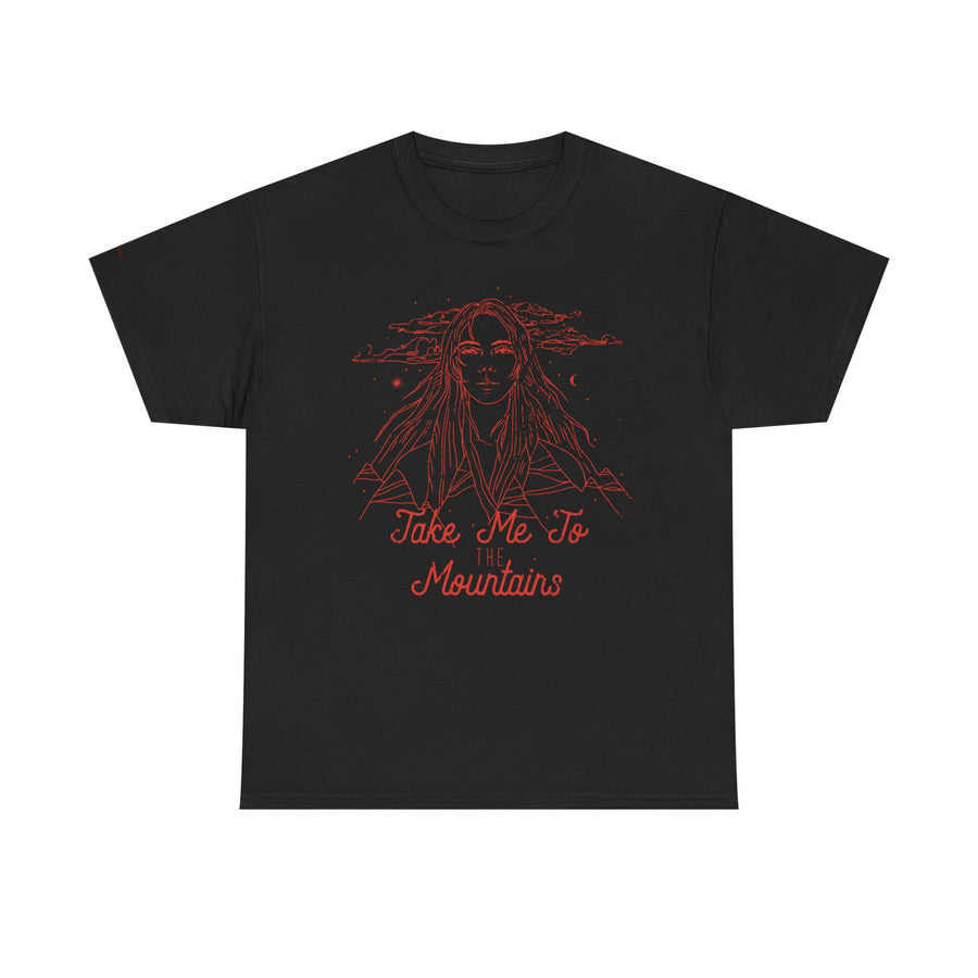 Unisex Heavy Cotton Tee - 'Take Me To Mountains' Adventure Shirt, Outdoor Lover Tee, Nature Vibes T-Shirt, Travel Gift Idea, Hiking Apparel