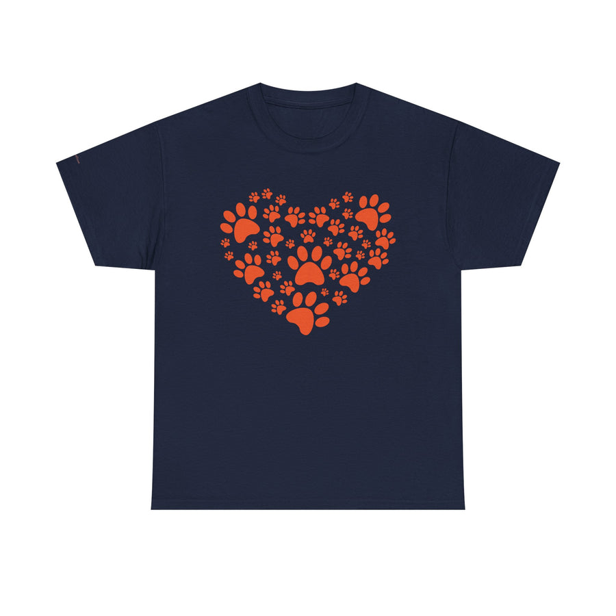 Pet Lover's Heart Tee - Unisex Heavy Cotton Shirt, Animal Lover Gift, Dog Cat Lovers Top, Casual Wear, Heart Paw Prints