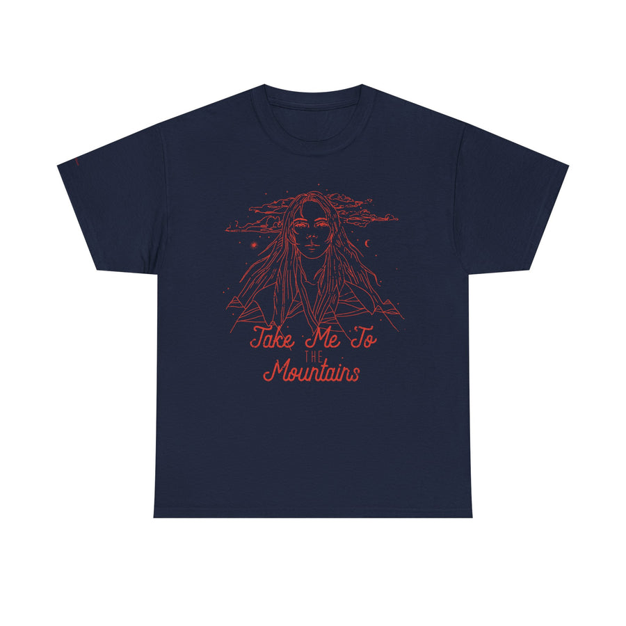 Unisex Heavy Cotton Tee - 'Take Me To Mountains' Adventure Shirt, Outdoor Lover Tee, Nature Vibes T-Shirt, Travel Gift Idea, Hiking Apparel