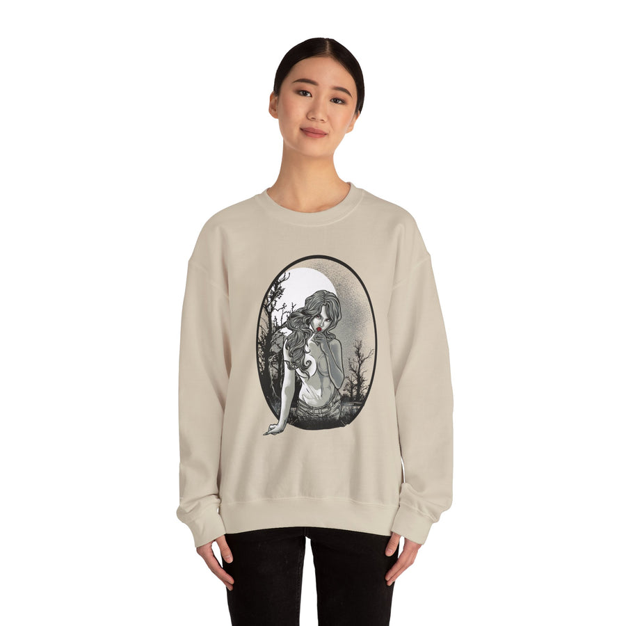 Gothic Art Sweatshirt, Cozy Unisex Crewneck, Dark Aesthetic Clothing, Unique Gifts for Her, Halloween Fashion, Casual Layering