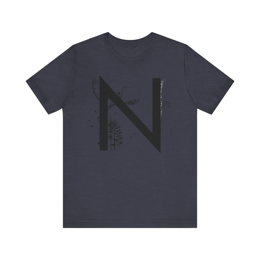 Nature-Inspired Initial Tee, Unisex T-Shirt for Nature Lovers, Personalized Gift, Graphic Tee for Casual Wear, Eco-Friendly Apparel