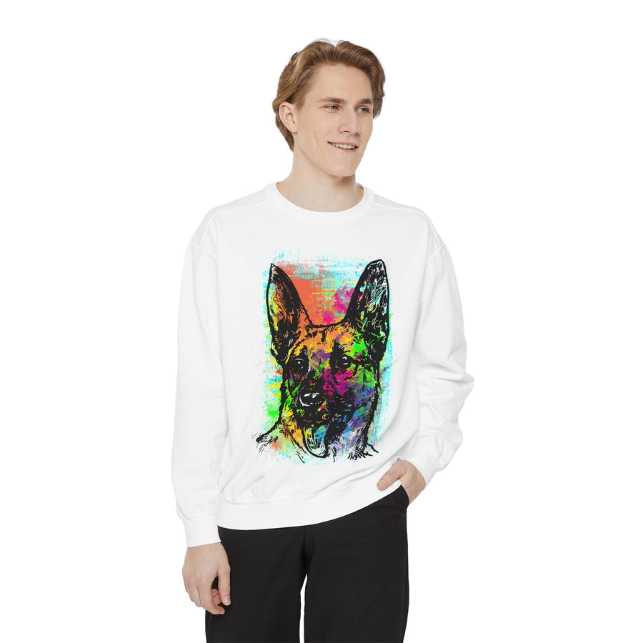 Vibrant Dog Art Sweatshirt, Animal Lover Gift, Cozy Casual Wear, Unisex Fashion, Colorful Pet Sweatshirt, Perfect for Dog Owners
