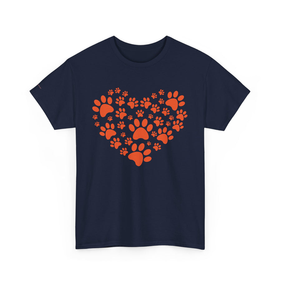 Pet Lover's Heart Tee - Unisex Heavy Cotton Shirt, Animal Lover Gift, Dog Cat Lovers Top, Casual Wear, Heart Paw Prints