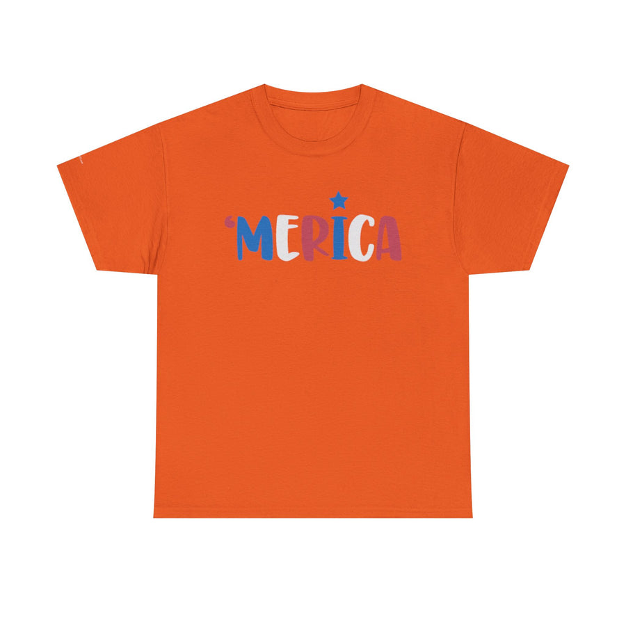'Merica Unisex Heavy Cotton Tee - Patriotic Shirt for Independence Day, BBQs, Casual Wear, Gifts