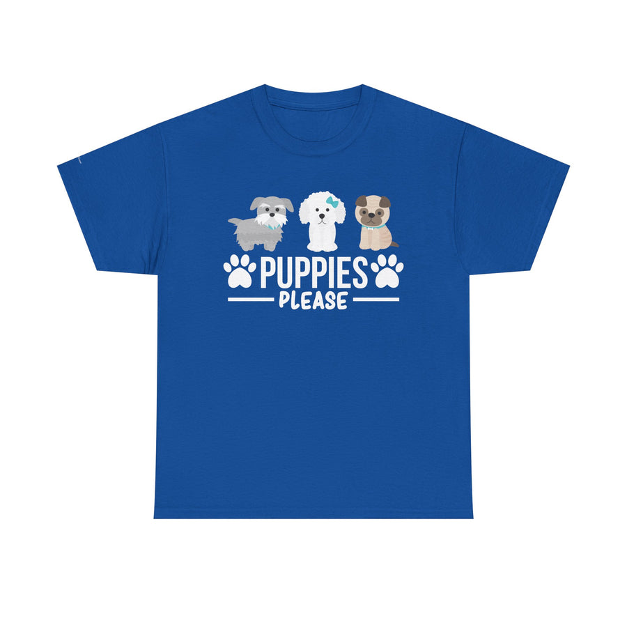 Puppies Please Unisex Heavy Cotton Tee, Cute Dog Lover T-Shirt, Pet Adoption Awareness Shirt, Gift for Dog Lovers, Fun Everyday Wear