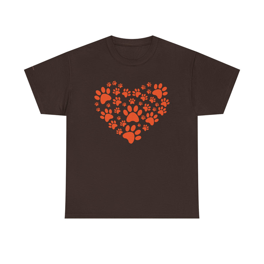 Pet Lover's Heart Tee - Unisex Heavy Cotton Shirt, Animal Lover Gift, Dog Cat Lovers Top, Casual Wear, Heart Paw Prints