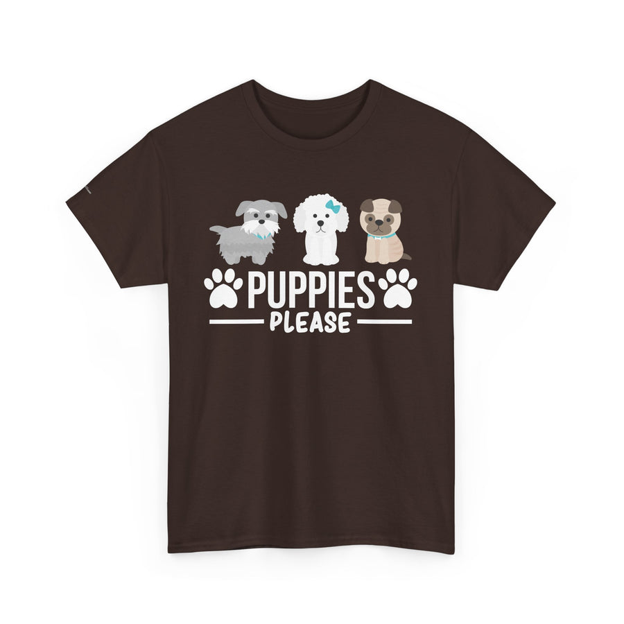 Puppies Please Unisex Heavy Cotton Tee, Cute Dog Lover T-Shirt, Pet Adoption Awareness Shirt, Gift for Dog Lovers, Fun Everyday Wear