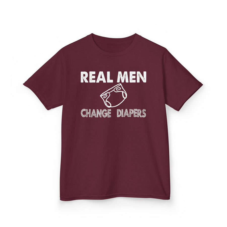 Kids Tee Real Men Change Diapers Fatherhood Graphic Shirt