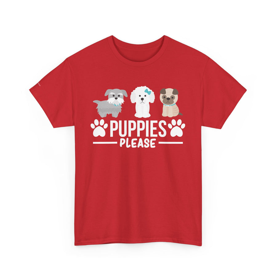 Puppies Please Unisex Heavy Cotton Tee, Cute Dog Lover T-Shirt, Pet Adoption Awareness Shirt, Gift for Dog Lovers, Fun Everyday Wear