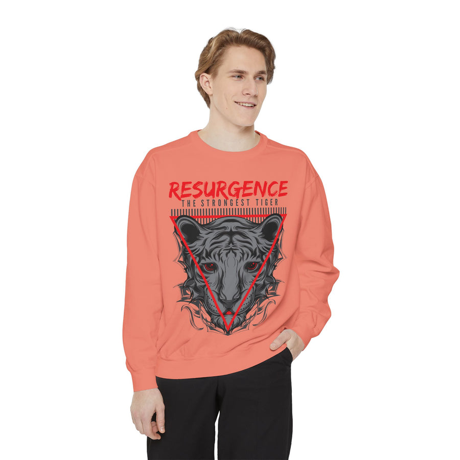 Resurgence Tiger Sweatshirt, Unisex Graphic Hoodie, Trendy Streetwear, Animal Lover Gift, Cozy Fashion for Fall, Statement Apparel