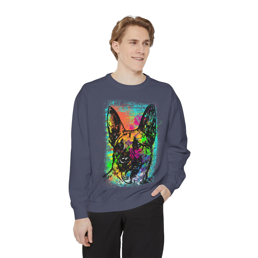 Vibrant Dog Art Sweatshirt, Animal Lover Gift, Cozy Casual Wear, Unisex Fashion, Colorful Pet Sweatshirt, Perfect for Dog Owners