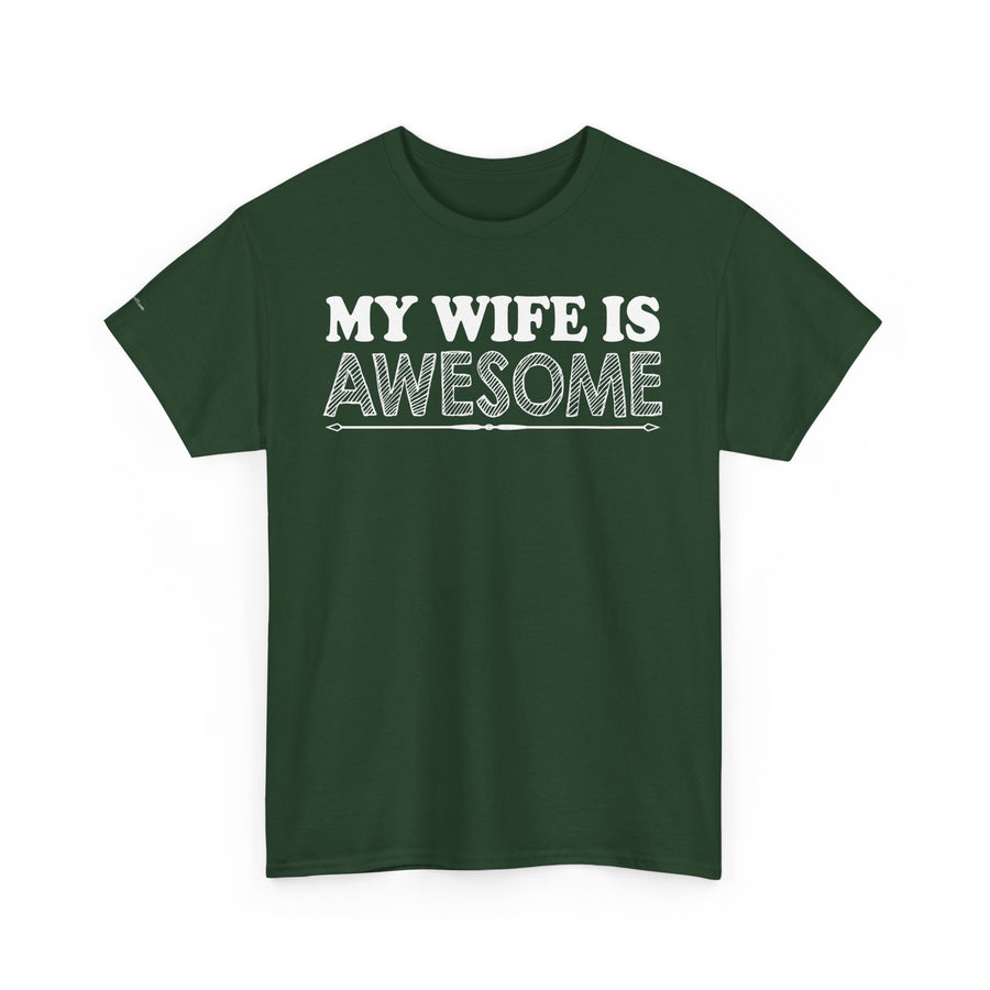 Unisex Heavy Cotton Tee - 'My Wife is Awesome' Fun Casual Shirt, Gift for Wives, Everyday Wear, Birthday Present, Anniversary Tee