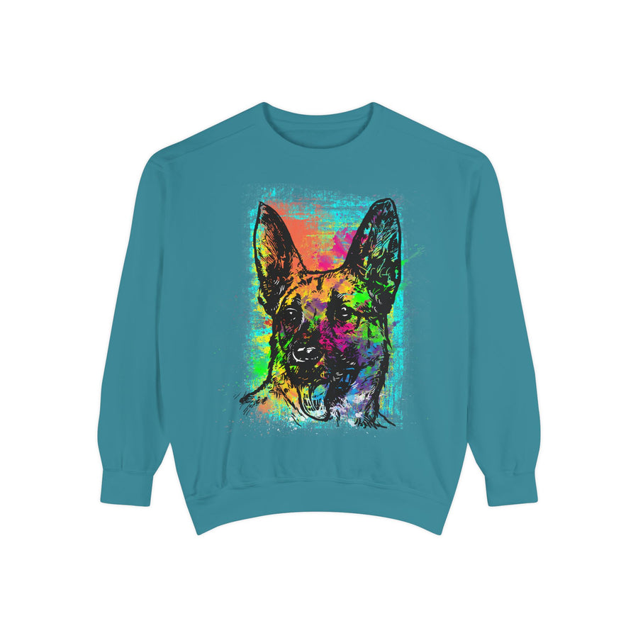 Vibrant Dog Art Sweatshirt, Animal Lover Gift, Cozy Casual Wear, Unisex Fashion, Colorful Pet Sweatshirt, Perfect for Dog Owners