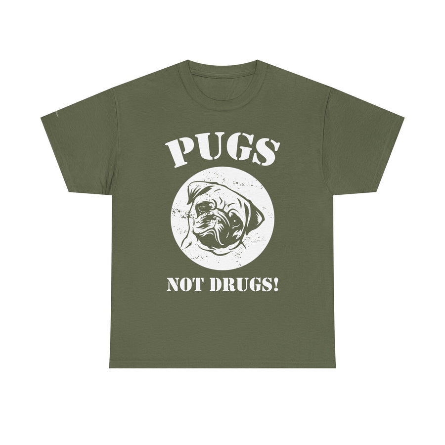 Pugs Not Drugs Unisex Heavy Cotton Tee | Funny Dog Lovers T-Shirt, Gift for Pet Owners, Casual Wear, Dog-Themed Apparel, Pug Enthusiast Top