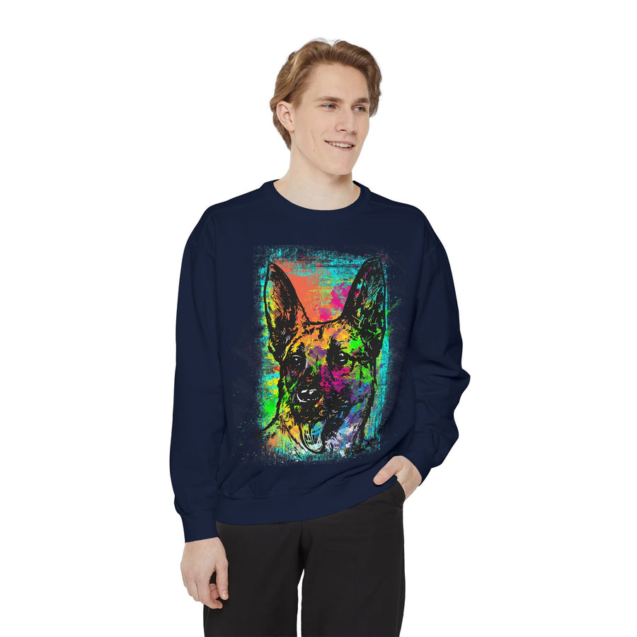 Vibrant Dog Art Sweatshirt, Animal Lover Gift, Cozy Casual Wear, Unisex Fashion, Colorful Pet Sweatshirt, Perfect for Dog Owners