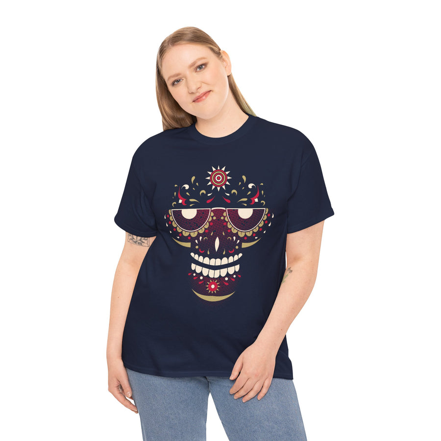 Sugar Skull Graphic Tee, Unisex T-Shirt for Day of the Dead, Halloween, Festive Casual Wear, Unique Gift Idea
