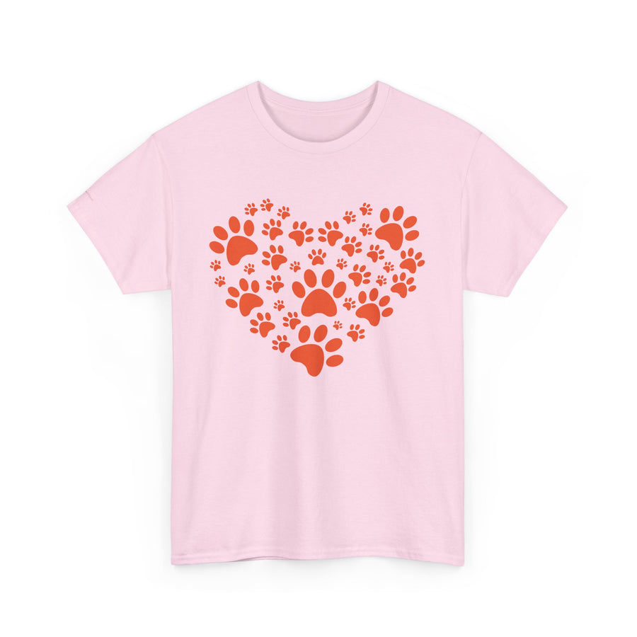 Pet Lover's Heart Tee - Unisex Heavy Cotton Shirt, Animal Lover Gift, Dog Cat Lovers Top, Casual Wear, Heart Paw Prints