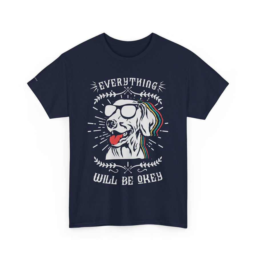 Unisex Heavy Cotton Tee with Positive Dog Graphic, Chill Vibes, Gift for Dog Lovers, Everyday Wear, Motivational Shirt, Casual Tee